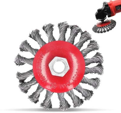 Borstel voor roest- en verfverwijdering, 4 inch wiel, knoopslijper, schuurbeker - ideaal voor zware reiniging - M10 x 1,5 inch moer
