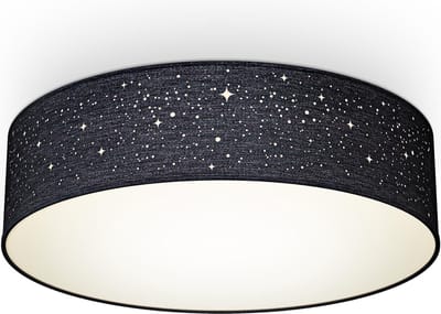 B.K.Licht - Decoratieve Plafondlamp - sterrenhemel effect - kinderkamer lamp - plafonniere - zwart - ronde - Ø38cm - met 2x E27 fitting