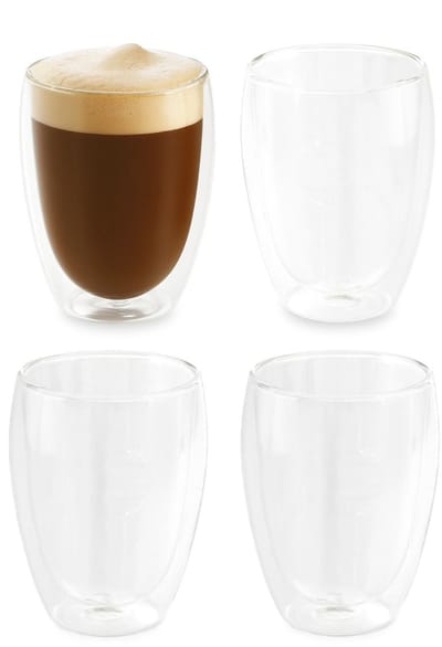Bellatio Design Dubbelwandige glazen - 4x st - 380 ml - transparant - glas - theeglazen/koffieglazen- Cappuccino/macchiato glazen