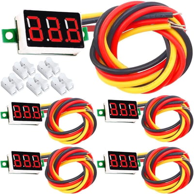 Digitale Voltmeter - Spanningsmeter Tester - Accu Controleren - Automatische Decimale Aanpassing - 5 Stuks - Rood