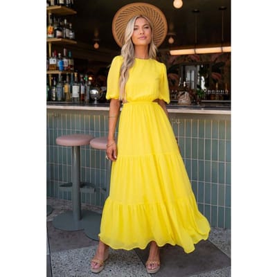 Dames Zomer Nieuwe Effen Kleur Tailleloos Oversized Jurk Eenvoudige Lange Rok S yellow