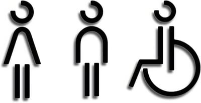 Toiletbord - Deurbord Pijlbord - Navigatie Verbeteren - Universele Symbolen - 100mm x 100mm - Zwart
