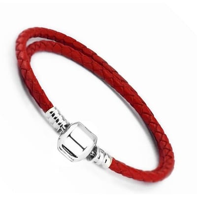 Rode Momenten Leren Armbanden Met Zilveren Sluiting Past Voor Originele 925 Zilveren Bedels & Kralen Voor Sieraden Maken DIY Armbanden 40cm red