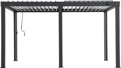 Multi Gazebo luxe vrijstaande aluminium kantelbare lamellen Pergola-terrasoverkapping incl. LED verlichting 406x306cm - Weerbestendig