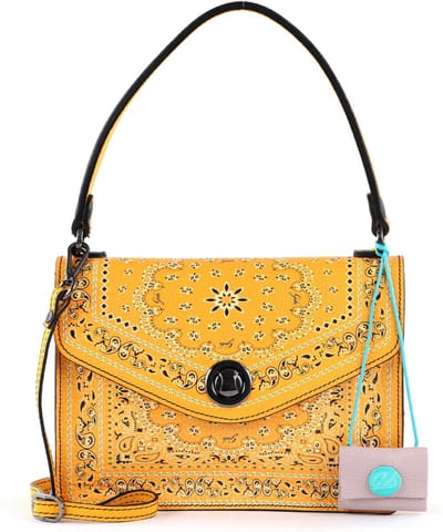 Gabs Leren Schoudertas Avondtas Antonella TG Bandana Ruga Shoulder Bag Mango Donkergeel