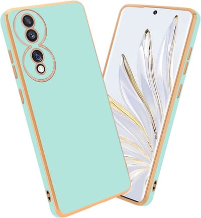 Cadorabo Hoesje geschikt voor Honor 70 in Glossy Mintgroen - Goud - Beschermhoes Case Cover van flexibel TPU-silicone en met camerabescherming