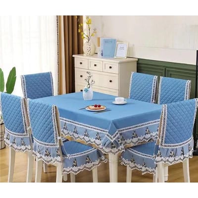 Moderne Universele Stoelhoes Europese Kantzoom Eettafelkleed Kussenset Bedrukte Huishoudelijke Stoelkussenhoes Chair 1 cover 1 back
