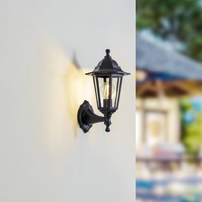 Lindby - Wandlamp buiten - 1licht - polycarbonaat, glas - H: 35.6 cm - E27 - zwart (RAL 9005)