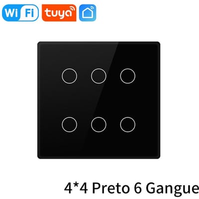 Tuya WiFi Slimme Schakelaar Brazilië 4x4 AC110-220V Touchpaneel 4/6 Gang Lichtschakelaar APP-bediening werkt met Alexa Google Home