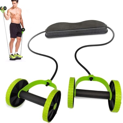 Ab Roller - Buikspierwiel Trainingswiel - Core Versterken - Verstelbare Lengte - 49x21x14 cm - Zwart