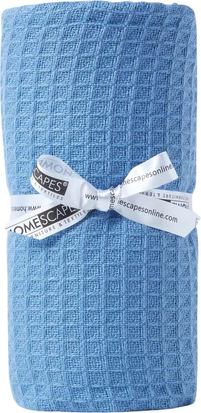 Homescapes - Wafel babydeken - 100% biologisch katoen - blauw - 90x110 cm