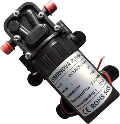 Membraanpomp - Zelfaanzuigende pomp - Water verplaatsen - 12V DC - 13x10x6 cm - Zwart