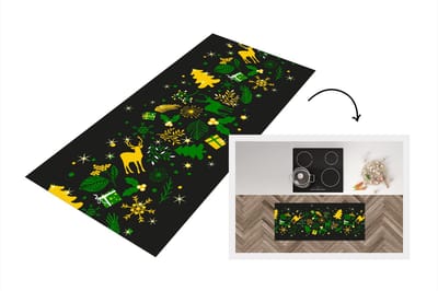 Keukenloper - Loper keuken - Kerst - Patroon - Hert - 120x50 cm - Keukenloper vinyl