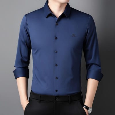 Heren Lange Mouwen Shirts Herfst Nieuwe Koreaanse Stijl Trendy Shirts Casual Jassen Heren Veelzijdige Tops Heren XXXXL blue