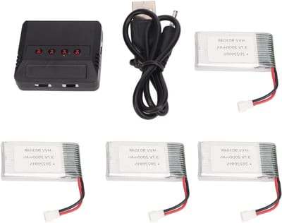 4 stuks 3.7V Lithium batterij met oplader voor RC quadcopter, 2000mAh, lichtgewicht en draagbaar voor drones