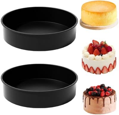 Dailygoods- Siliconen Bakvorm - Eendelige Taartvorm 25 cm - Ronde Cakevorm - Voedselveilige Siliconen - 2 Stuks - Zwart