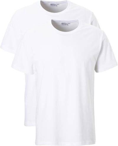 CECEBA Maverick American T-shirt - 2-pack - ronde hals - Wit