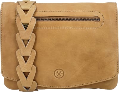 Hide & Stitches Daydreamer Crossbody Schoudertasje - Trendy Schouderband - Overslag - Leren Dames Tas - Zand