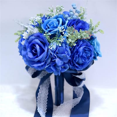 Bruidsboeket Kunstbloemen - Bruidsboeket Rozen - Bruiloft Decoratie - Handgemaakt Ontwerp - 29 cm Hoog - Roze Wit