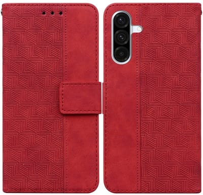 Coverup Hoesje - Geschikt voor Samsung Galaxy A36 / A56 Hoesje - Coverup Geometric Book Case - Rood