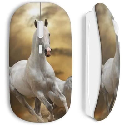 Souris Sans Fil - Cheval - Blanc - USB WiFi - Compatible Mac et PC - Ergonomique