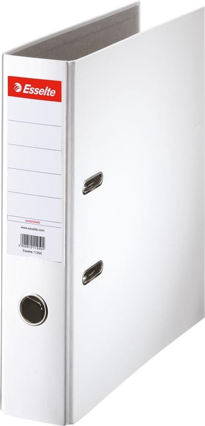 Esselte 2-Rings Kunststof Ordner - Capaciteit van 500 A4-Vel - Rugbreedte van 75mm - Wit