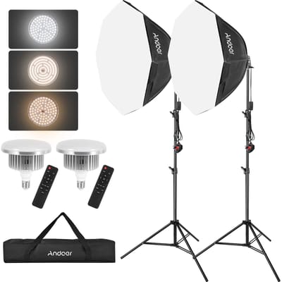 Andoer Studio Fotografie Lichtkit Softbox Verlichtingsset met 85W 2800K-5700K LED Licht * 2 + UK Plug