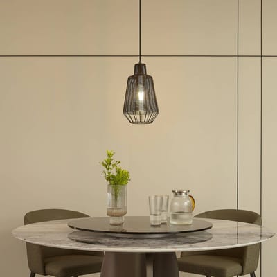Lucande - hanglamp - 1licht - Aluminium, ijzer - H: 34.5 cm - E27 - zwart