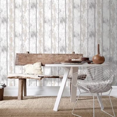 Decomode Vliesbehang Hout - Wit - 10,05 M X 53 Cm