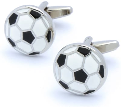 Manchetknopen - Voetballen Plat met Zwart en Wit Emaille