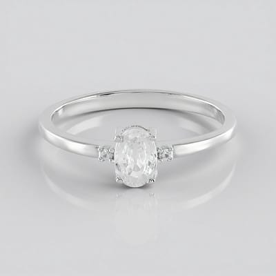 Cavill - Zilveren Ring 925 Sterling Geplatineerd - Cambodjaanse Zirkoon 1 078 ct Ovaal - Pavé Zirkonen 0 04 ct - Elegante Damesring