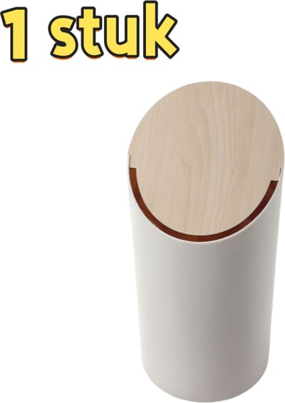 1 stuk - Prullenbak - Prullenbak voor de woonkamer - Hotelmodel met veermechanisme en klapdeksel - Opbergemmer - Met drukring - Geschikt voor badkamer, woonkamer en slaapkamer - 20*20*41,5 cm - Wit