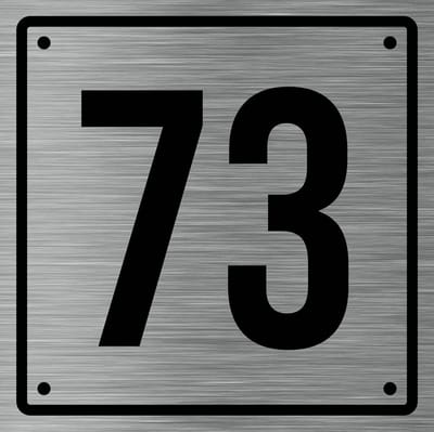 Huisnummerbord 73 - Incl. Schroeven en Pluggen – Acrylaat - 10 x 10 cm - RVS met Zwart