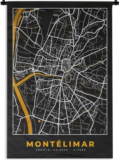 Wandkleed - Wanddoek - Kaart - Frankrijk - Stadskaart - Plattegrond - Montélimar - 120x180 cm - Wandtapijt
