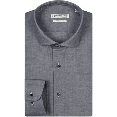 Giordano Overhemd Row Melange Two Tone Twill Dark Navy / male