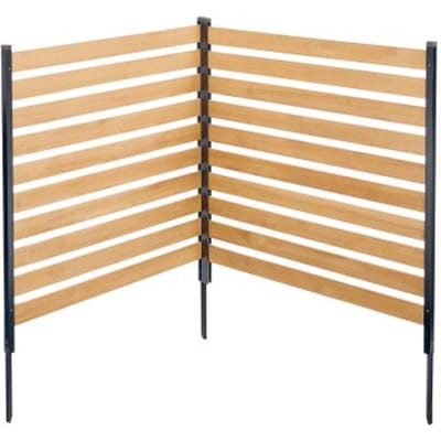 VEVOR houten privacyscherm, 1100x982 mm, 2-delig tuinscherm voor airconditioners, afscherming voor zwembadapparatuur met metalen palen, schutting, afvalcontainerafscherming voor buiten als tuindecoratie