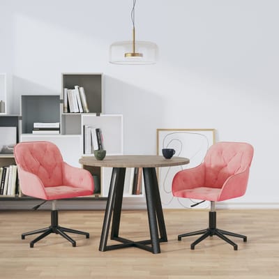 vidaXL - Eetkamerstoelen - draaibaar - 2 - st - fluweel - roze