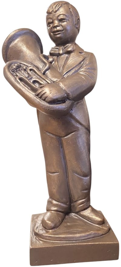 Tuba speler - Tubanist - 10x23x7 cm - Neolith - Brons kleurig - Muziek beeld