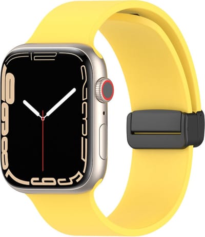 Siliconen bandje - geschikt voor Apple Watch 1/2/3/4/5/6/7/8/9/10/11/ SE (1,2,3) met maat 38 mm / 40 mm / 41 mm en 42 mm (Watch 10/11) - geel