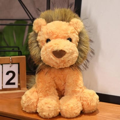 Peluche Mignonne de Petit Lion Poupée en Peluche Animal de la Forêt Créatif Jouet pour Enfants Poupée Cadeau d'Anniversaire 35cm