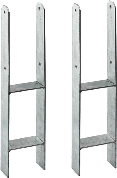 2x H-anker 101x101x5mm - Grondanker - H Paalhouder Schutting - Paaldragers staal - Pergoladrager