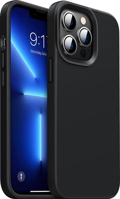 LuxeBass Siliconen hoesje geschikt voor Apple iPhone 14 Pro - Zwart - telefoonhoes - gsm hoes - telefoonhoesje