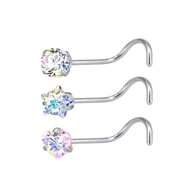 Aramat Jewels | Neuspiercing | Stalen Neuspiercing met AB Transparante Zirkonia | Hart | |3mm | Staal | Volwassenen | Verkleurd niet