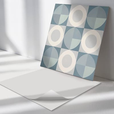Wallfluent Vinyl Tegels - Geometrie van Cirkels en Vormen Zelfklevende Vinyltegels - 30 cm x 30 cm - Grijs Vinyl Tegels - Verpakking van 9 stuks - Vierkant PVC Tegels - Abstractie Plaktegels - Vloer Tegels PVC - Plaktegels Keuken en Badkamer