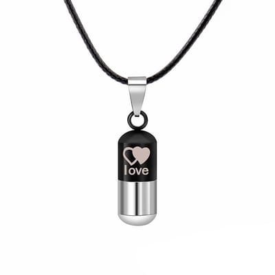 Fako Bijoux® - Ketting Ashanger / Assieraad - Love - Zwart