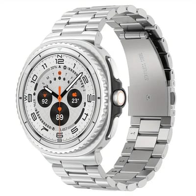 Titanium bandje - geschikt voor Samsung Galaxy Watch 8 (40mm) / Galaxy Watch 8 (44mm) / Galaxy Watch 8 Classic - luxe stalen schakelband met vouwsluiting - zilver