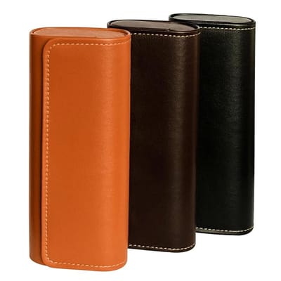 Set van 3 brillenkokers - Retro zonnebrilhoesje - Brillenetui van leer - Zonnebrilhoesje - Minimalistisch - drukbestendig - Harde brillenkokers, harde leesbrillenkokers voor dames en heren - 162 x 65 x 33 mm - 3 kleuren
