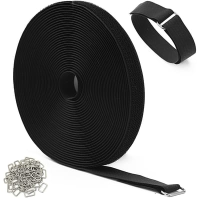 Dailygoods- Klittenband 10 m - Kabelbinders met 50 metalen gespen - Verstelbaar - Sterk - Hersluitbaar - Vrije snijlengte