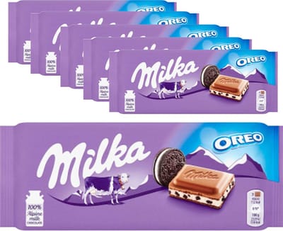 6 Repen Milka chocoladereep met Oreo á 100 gram - Voordeelverpakking Snoepgoed