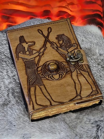 Boutique Trukado - Egyptisch Vintage Leren Dagboek - Leren Dagboek - Notitieboek - Schrijfboek - Journal - Schetsboek - Notebook - Egyptisch Vintage Leren Dagboek - Handgemaakt - (lxbxd) ca. 18cm x 13cm x 3cm